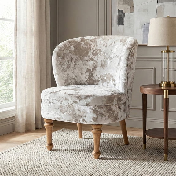 Gericco Accent Chair Wingback Side Vintage Velvet Upholstery Wide for Living Room, Bedroom, beige