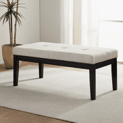 Gericco Upholstered Tufted Entryway Bench, Bedroom Bench for End of Bed, Dining Bench for Kitchen, Living Room, Fabric Solid Wood Indoor Bench (Beige)