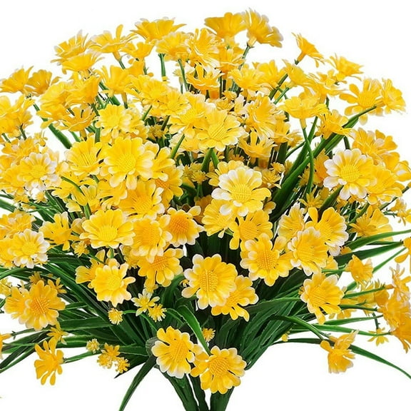 Gerich 1 Bundles Artificial Daisies,Daisy Poms Bouquet Fake Flowers Porch Home Wedding Decor,Yellow