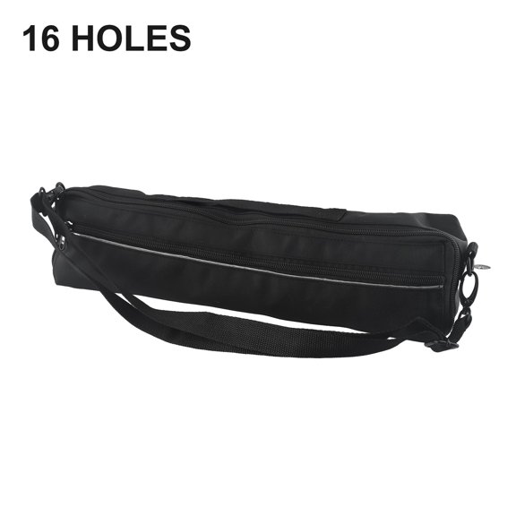 Gerich 16 Holes Flute Bag 1 Pcs Accessories Adjustable Black Concert Flute Case Lightweight Padded with Shoulder Strap