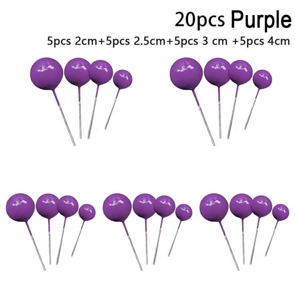 Gerich 20 Pcs Golden Ball Cake Topper Birthday Party Cupcake Topper for Cake Decor Purple