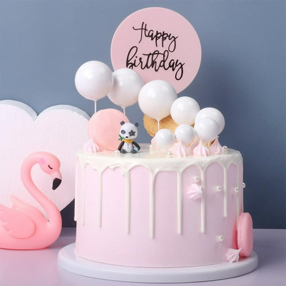 Gerich 20 Pcs Golden Ball Cake Topper Birthday Party Cupcake Topper for Cake Decor White