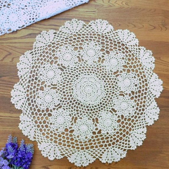 Gerich 20 inch Small Round Lace Table Cloth,Vintage Crochet Cotton Floral Tablecloth with Vintage Floral Patterns for Birthday Parties, Weddings, Dining Room Tables,White