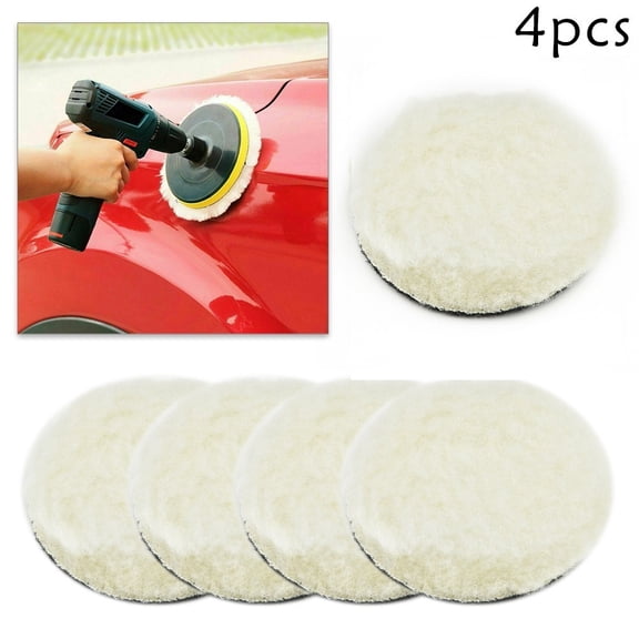 Gerich 4 Pcs 3 Inch Wool Polishing Buffing Pad Wheel Hook and Loop Design for Car Body Repair Polishing and Buffing