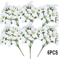 Gerich 7 Heads Christmas Flowers Faux Poinsettia Bush Bouquets Artificial White Flowers