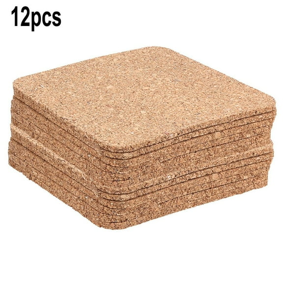 Gerich Cork Trivets, Square Cork Coasters Suitable to Engrave Heat Protect 9.5 cm Diameter 3 mm Thick (12 Pcs)