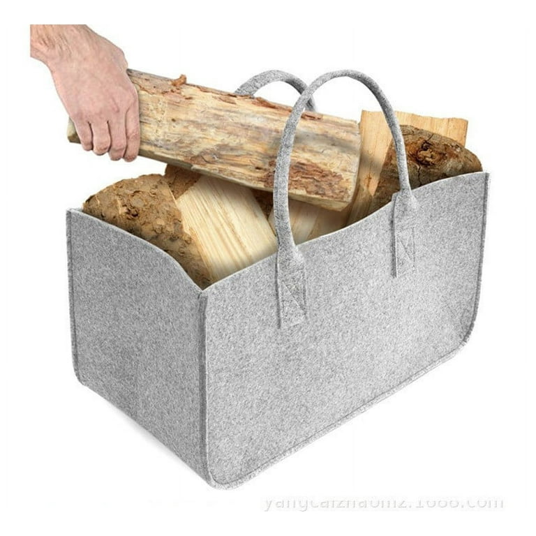 Gray Felt Firewood Basket Firewood Storage Bags Basket Product