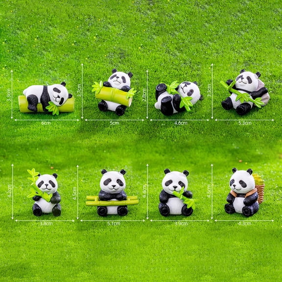 Gerich Garden Accessories 8 Pcs Panda Figurines Fairy Garden Kit for DIY Fairy Garden Home Decor