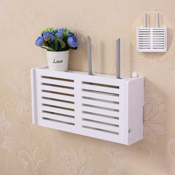 Gerich No Drill Cable Router Storage Box Shelf Wall Hangings Bracket Cable Organizer