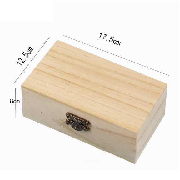 Gerich Plain Wood Wooden Square Hinged Storage Boxes Craft Gift Box,L