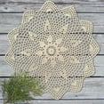 thumbnail image 1 of Gerich Round Lace Table Cloth 15.74 inch Flower Tablecloth Vintage Crochet Doily Mats Beige Table Runner for Home Weddings Birthday Parties Decor 1 Pcs (Beige), 1 of 9