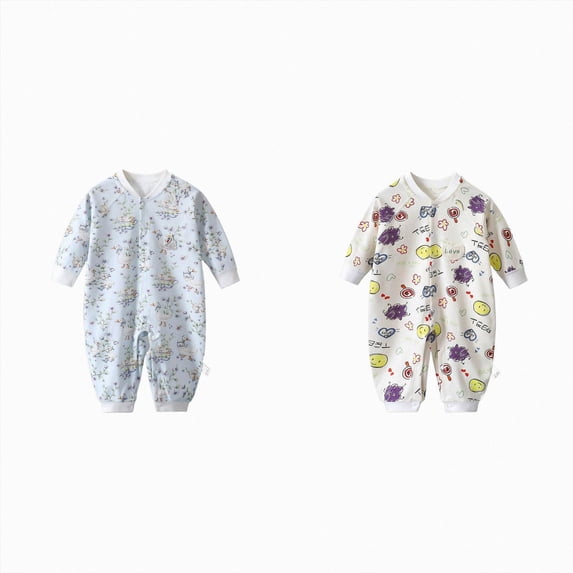 Gerichy 2-Piece Infant Baby Boy Girl Cartoon Romper Jumpsuit Long Sleeve Button Cute One Piece Overalls Baby Clothes 0-18 Months