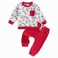 thumbnail image 1 of Gerichy 2PCS Toddler Baby Boy Long Pants Set Cartoon Print Sweatshirt Pullover Tops + Drawstring Sweatpants 6M 12M 18M 24M 3T 4T Kids Casual Sweatsuits, 1 of 7
