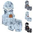 thumbnail image 1 of Gerichy 2Pcs Toddler Baby Boy Short Pants Set Tie Dye Short Sleeve Hooded Pullover + Drawstring Shorts 1T 2T 3T 4T 5T Casual Summer Outfits, 1 of 6