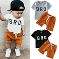 thumbnail image 1 of Gerichy 2T Toddler Boys Clothes 3T Toddler Boys Summer 2PCS Outfits Letter Print Short Sleeve Shirt Top Shorts Set, 1 of 6
