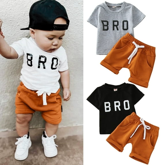 Gerichy 2T Toddler Boys Clothes 3T Toddler Boys Summer 2PCS Outfits Letter Print Short Sleeve Shirt Top Shorts Set