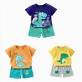 thumbnail image 1 of Gerichy 6 Piece Outfit Set for Child Boys 0 6 12 18 24 Months 2T 3T Crew Neck Short Sleeve Dinosaur Print T Shirts Shorts Clothing Sets, 1 of 7