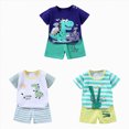 thumbnail image 1 of Gerichy 6 Piece Outfit Set for Child Boys 0 6 12 18 24 Months 2T 3T Crew Neck Short Sleeve Dinosaur Print T Shirts Shorts Clothing Sets, 1 of 7