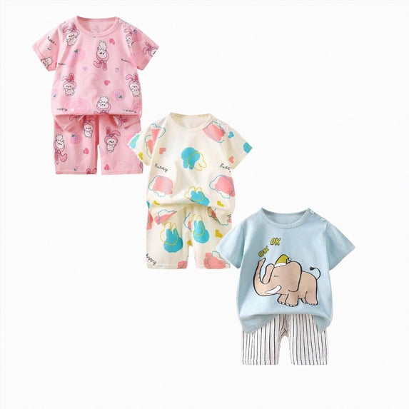 Gerichy 6-Pieces Toddler Baby Boy Summer Outfit Funny Letter T-Shirts Top Shorts Set 6 12 18 24 Months 2T 3T 4T Infant Boy Summer Clothes