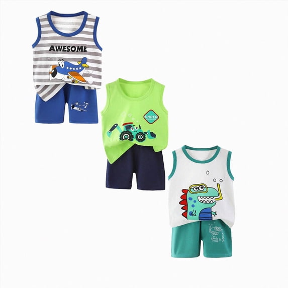 Gerichy 6PCS Toddler Baby Boy Summer Outfit Funny Letter T-Shirts Top Shorts Set 0 6 12 18 24 Months 2T 3T Infant Boy Summer Clothes