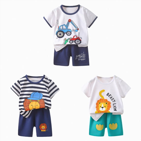 Gerichy 6PCS Toddler Boys Clothes Baby Boy Outfit Sets Baby Boy Summer Clothes 12 18 24 Month 3T 4T 5T 6T Toddler Boy Outfits Dinosuar Set