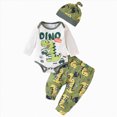 thumbnail image 1 of Gerichy Baby Boy Clothes Dinosaur Romper and Pants Hat Baby Boy's Clothing Infant Boy Clothes 3PCS Outfits Fall Winter 0-18 Months, 1 of 7