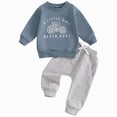 thumbnail image 1 of Gerichy Baby Boy Clothes Fall Clothes Funny Letter Long Sleeve Pullover Tops + Pant Sets Toddler Spring Outfits 6M-4T,Blue, 1 of 6