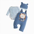 thumbnail image 1 of Gerichy Baby Boy Clothes Newborn Outfits Fall Winter Striped Romper Infant Cartoon Overall Adjustable Suspender Pants Set 0-18 Months, 1 of 7