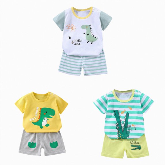Gerichy Baby Boy Clothes Summer Outfits Cotton Short Sleeve T-Shirt & Shorts Set 6 Piece Toddler Clothes for Boys