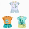 thumbnail image 1 of Gerichy Baby Boy Clothes Summer Outfits Cotton Short Sleeve T-Shirt & Shorts Set 6 Piece Toddler Clothes for Boys, 1 of 7