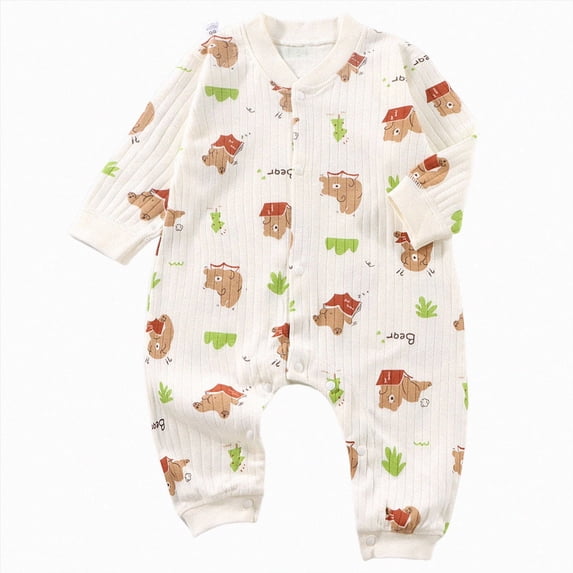 Gerichy Baby Boy Girl Bodysuit Infant Baby Cotton Bodysuits Child Printing Newborn Button-Neck Long Sleeved Long Rompers 0-18 Months