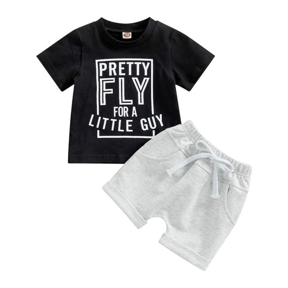 Gerichy Baby Boy Outfits Toddler Baby Boy Summer Clothes 0 6 12 18 24 Months 2T 3T Letter Print Shorts Set Outfits Baby Boys Short Sleeve Crewneck Print Boys Top Shorts 2 Piece Clothes Set
