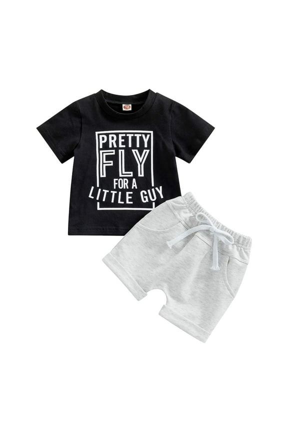 Baby Boy Outfits Toddler Baby Boy Summer Clothes 0 6 12 18 24 Months 2T 3T Letter Print Shorts Set Outfits Baby Boys Short Sleeve Crewneck Print Boys Top Shorts 2 Piece Clothes Set
