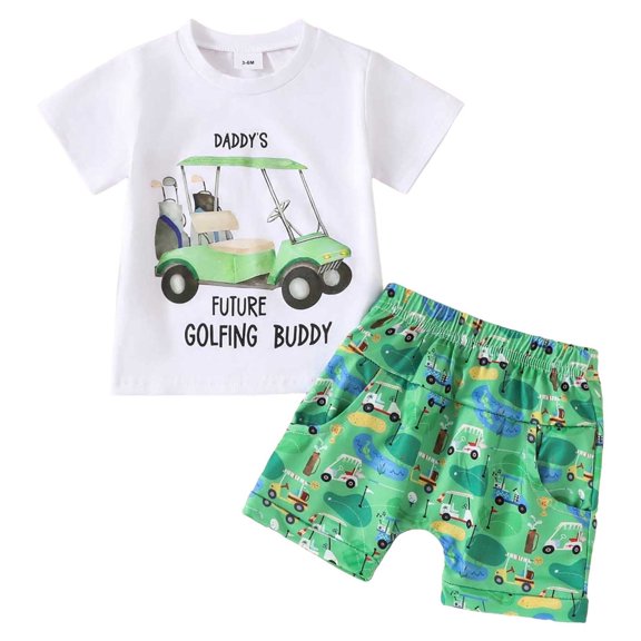 Gerichy Baby Boy Outfits Toddler Boys Outfits 2 Piece- Short Sleeve Cotton Kids Summer Clothes Cute Car Printed Tee Shirts and Shorts Clothes Sets Baby Boy Tops Shorts OutfitsShorts