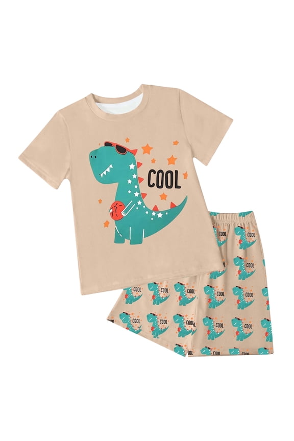 Baby Boy Summer Clothes 12 18 24 Month 3T 4T 5T Toddler Boys Outfits Dinosuar Set Short Sleeve Cartoon Printed T Shirt Tops Shorts Outfits T Shirt Tops Shorts Child Kids 2PC Summer Set