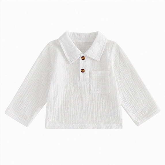 Gerichy Baby Boys Clothes Toddler Infant Boy Button-down Shirt Tops Cotton Linen Long Sleeve Fall T-Shirt 6M-3T