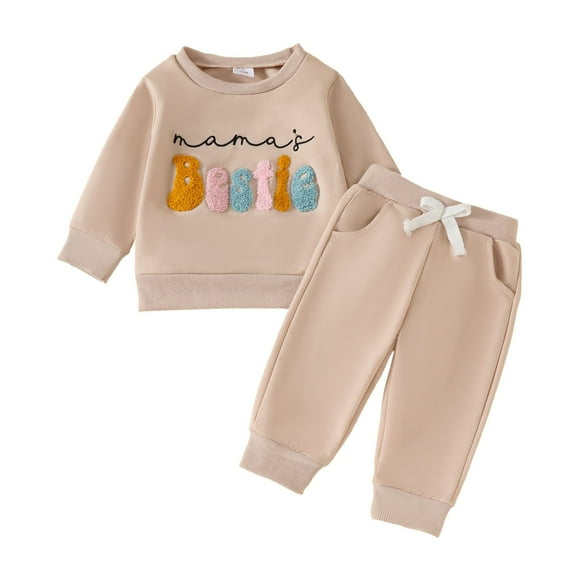 Gerichy Baby Boys Fall Winter Outfits, Baby Boy Outfits Toddler Baby Boy Girl Oddler Baby Girl Fall Winter Clothes Embroidered Letter Graphic Crewneck Sweatshirt   Joggers Pants Outfits Set