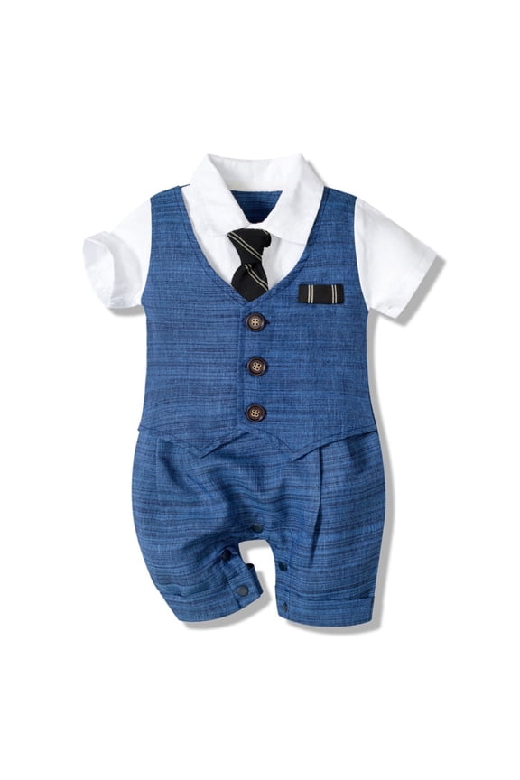 Baby Boys Gentleman Romper One Piece Short Sleeve Bowtie Outfit Formal Wear Tuxedo Suit Boys Short Sleeve Solid T Shirt Tops Vest Coat Shorts Child Kids Gentleman Outfits