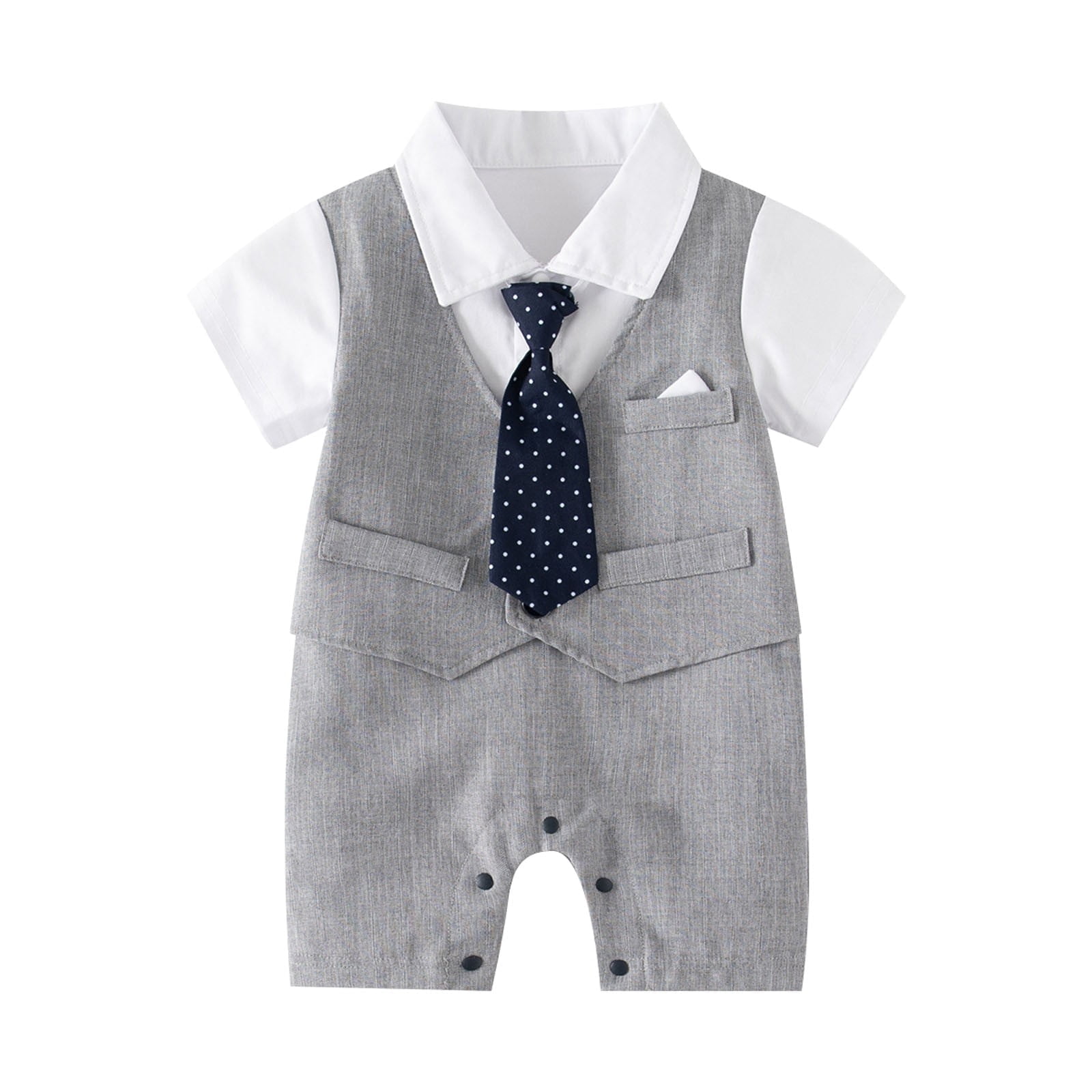 De Feuilles Baby Boys Gentleman Romper Long Pants Tuxedo De Feuilles Baby Boys Gentleman Romper Long Pants Tuxedo