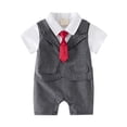 thumbnail image 1 of Gerichy Baby Boys Gentleman Romper One Piece Short Sleeve Bowtie Outfit Formal Wear Tuxedo Suit, 1 of 6