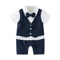 thumbnail image 1 of Gerichy Baby Boys Gentleman Romper One Piece Short Sleeve Bowtie Outfit Formal Wear Tuxedo Suit, 1 of 5