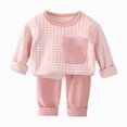 thumbnail image 1 of Gerichy Baby Boys Girls Plaid Set Round Neck Long Sleeve Cotton Tops Shirts Set Winter Home Elastic Waist Pants Comfy Lightweight 9M-12T, 1 of 5