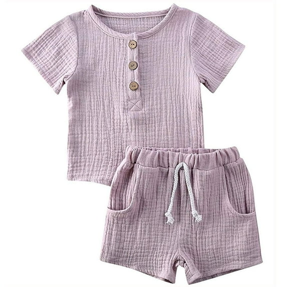 Gerichy Baby Boys Summer Clothes Sets Outfits Unisex Spring Cotton Ribbed Short Sleeve Striped Shorts Outfits Clothes Short Elastic T-Shirt Boys Boys Set Sweatshirt T Shirt Crewneck Tops Shorts Set