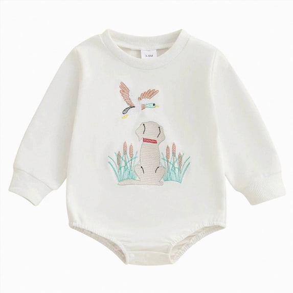 Gerichy Baby Clothes Bubble Romper Baby Boy Cute Cartoon Embroidery Long Sleeve Sweatshirt Bodysuit Fall Winter Outfit 0-18 Months