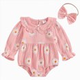 thumbnail image 1 of Gerichy Baby Clothes for Girls Newborn Ribbed Romper Crewneck Bubble Bodysuit 3 6 9 12 18 Months Infant Girl Fall Outfits, 1 of 7