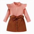 thumbnail image 1 of Gerichy Baby Girl Clothes Sets 2 Piece Ruffle Sleeve Tops Bow Tie Skirts Sets Fall Winter Outfits for Toddler 9M-5T, 1 of 7