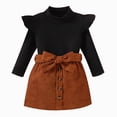 thumbnail image 1 of Gerichy Baby Girl Clothes Sets 2 Piece Ruffle Sleeve Tops Bow Tie Skirts Sets Fall Winter Outfits for Toddler 9M-5T, 1 of 7