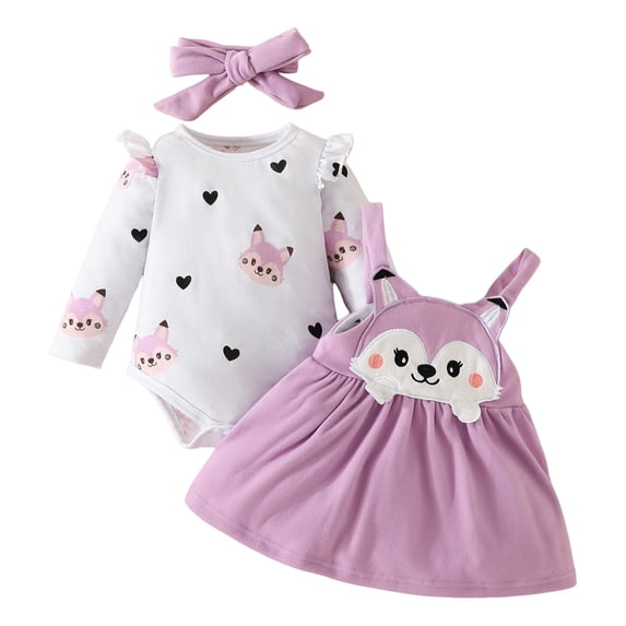 Gerichy Baby Girl Clothes Suspenders Short Sleeve Ribbed Romper Flared Pants Set Headband 3pcs Summer Outfit