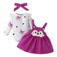 thumbnail image 1 of Gerichy Baby Girl Clothes Suspenders Short Sleeve Ribbed Romper Flared Pants Set Headband 3pcs Summer Outfit, 1 of 1