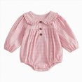 thumbnail image 1 of Gerichy Baby Girl Fall Outfits Long Sleeve Plaid Romper Infant Clothes One Piece Bubble Playsuit 0-18 Months, 1 of 7